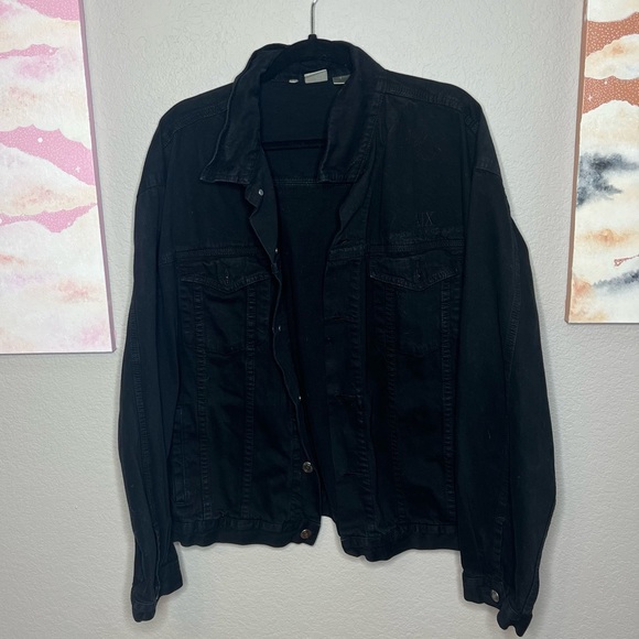 Armani Exchange Unisex Size XL Black Denim Jean Cotton Jacket - Picture 4 of 8